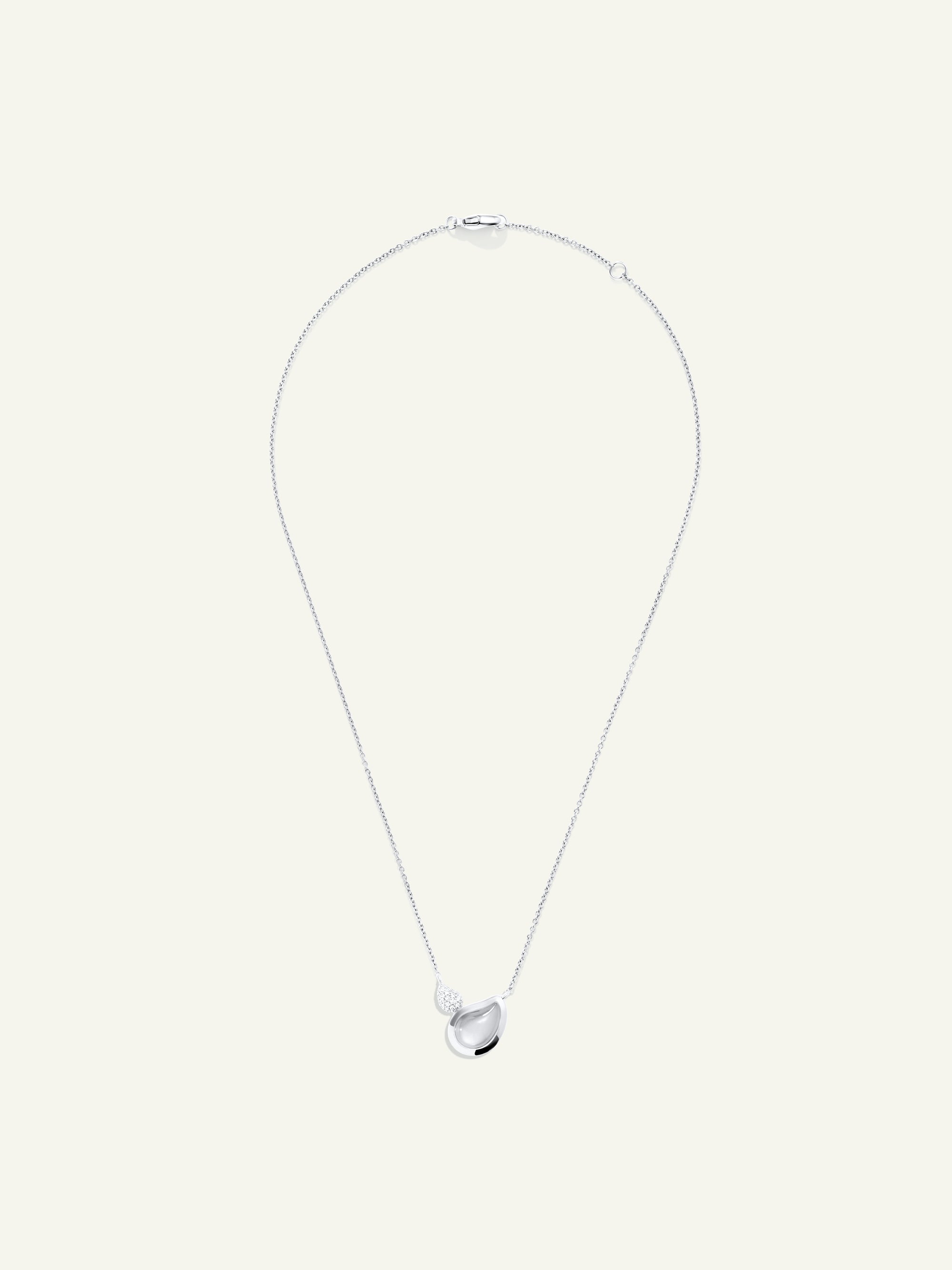 N-Sig-2Dr-MoGr-pwg | Necklace SIGNATURE 2 Drops Moonstone grey / Diamond Pavé