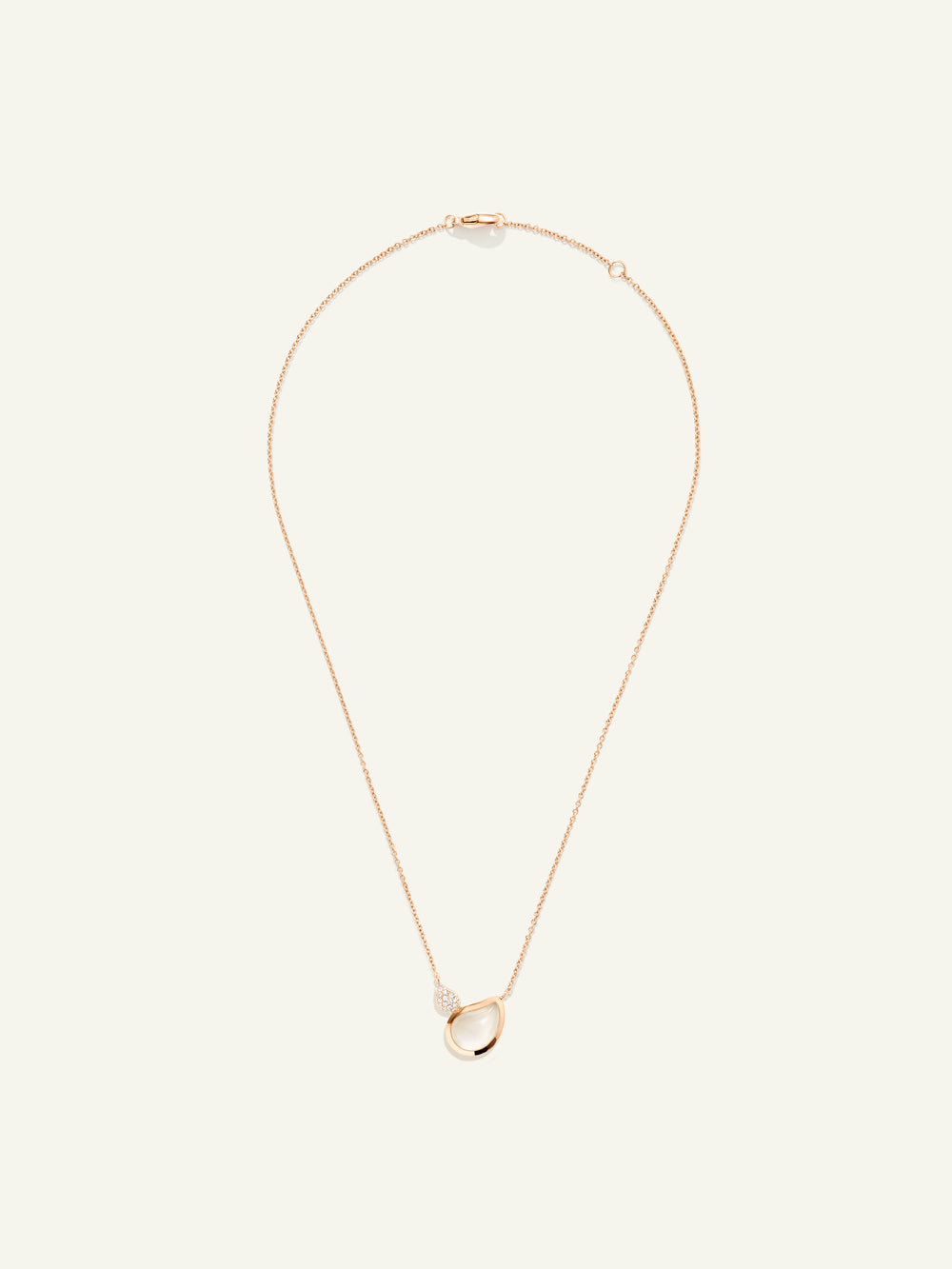 N-Sig-2Dr-MoSa-prg | Necklace SIGNATURE 2 Drops Moonstone sand/white / Diamond Pavé
