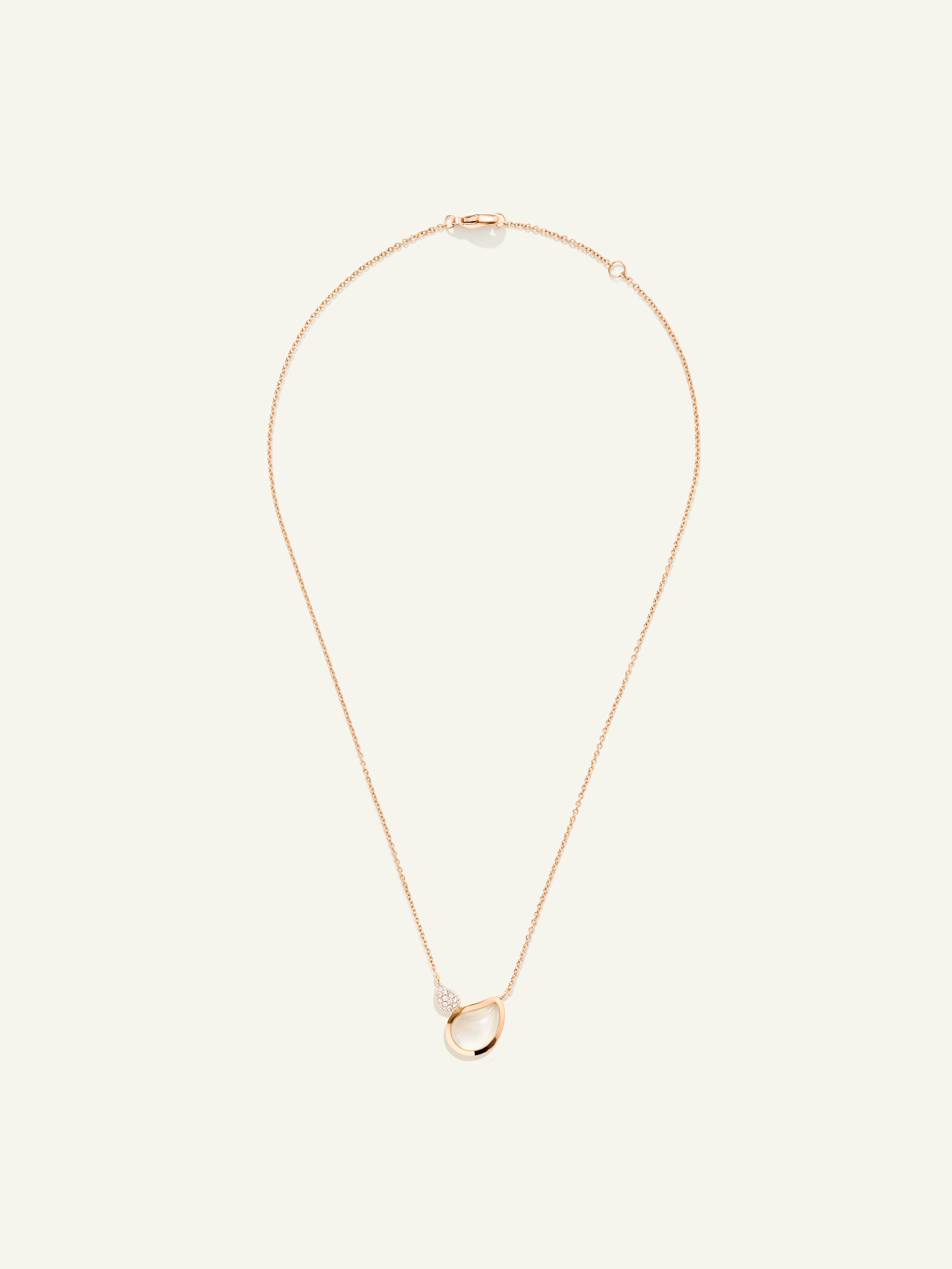 N-Sig-2Dr-MoSa-prg | Necklace SIGNATURE 2 Drops Moonstone sand/white / Diamond Pavé