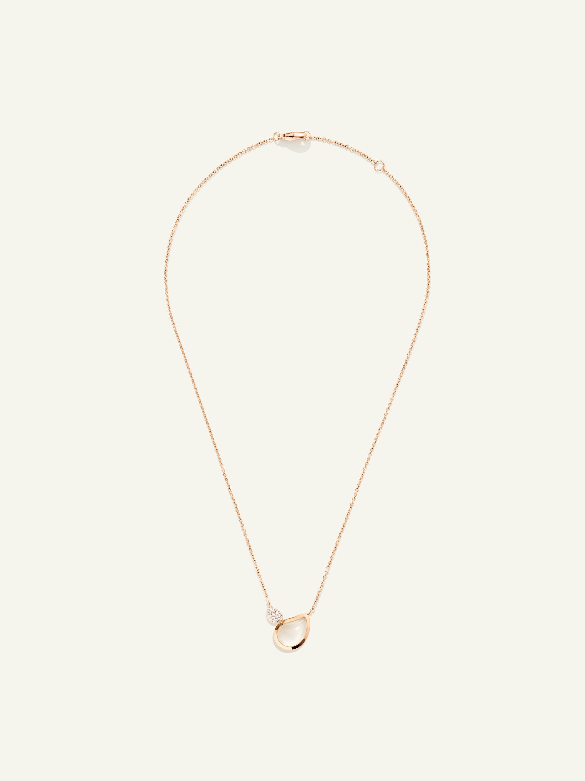 N-Sig-2Dr-MoSa-prg | Necklace SIGNATURE 2 Drops Moonstone sand/white / Diamond Pavé
