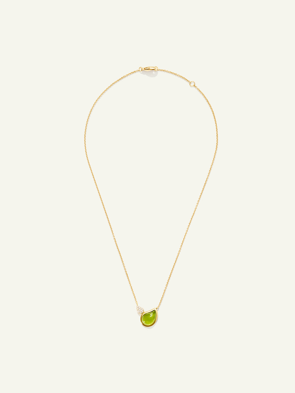 N-Sig-2Dr-Per-p-yg | Necklace SIGNATURE 2 Drops Peridot / Diamond Pavé