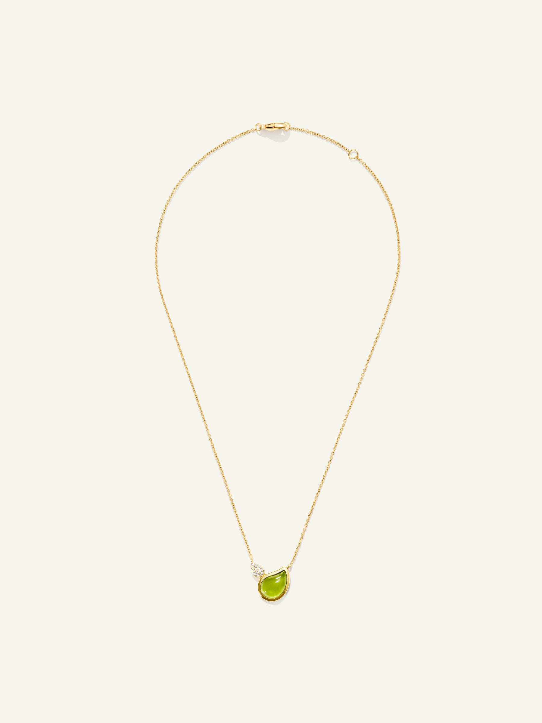 N-Sig-2Dr-Per-p-yg | Necklace SIGNATURE 2 Drops Peridot / Diamond Pavé