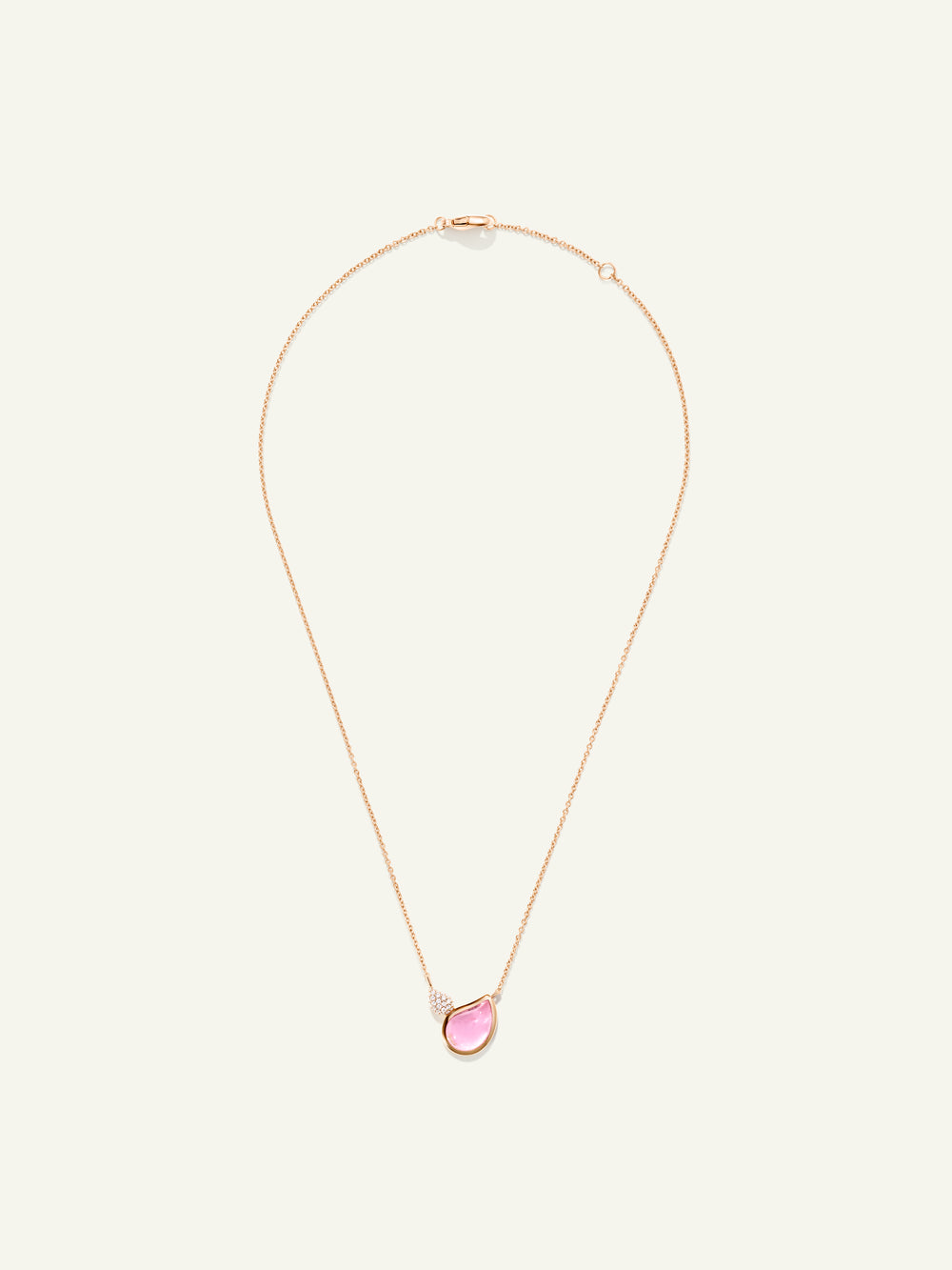 N-Sig-2Dr-TuRo-prg | Necklace SIGNATURE 2 Drops Tourmaline rose / Diamond Pavé