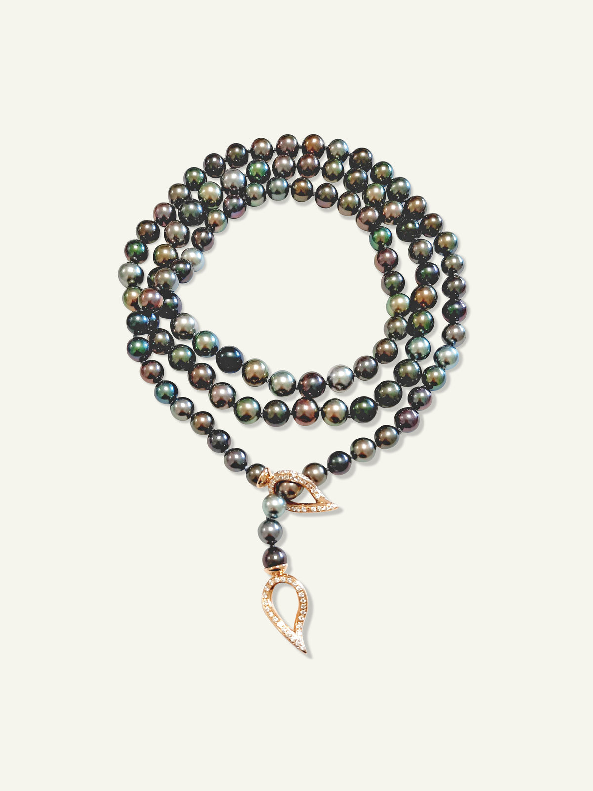 N-Tah-103-p-rg | Necklace Tahitian Pearls round multicolor in 18K Rose Gold