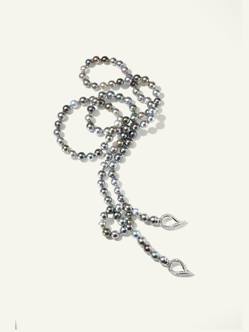 N-Tah-112-p-wg | Necklace Tahitian Pearls round multicolor in 18K White Gold