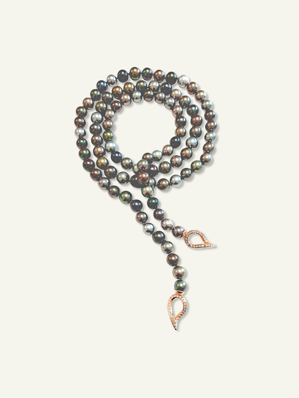 N-Tah-93-p-rg | Necklace Tahitian Pearls round multicolor in 18K Rose Gold