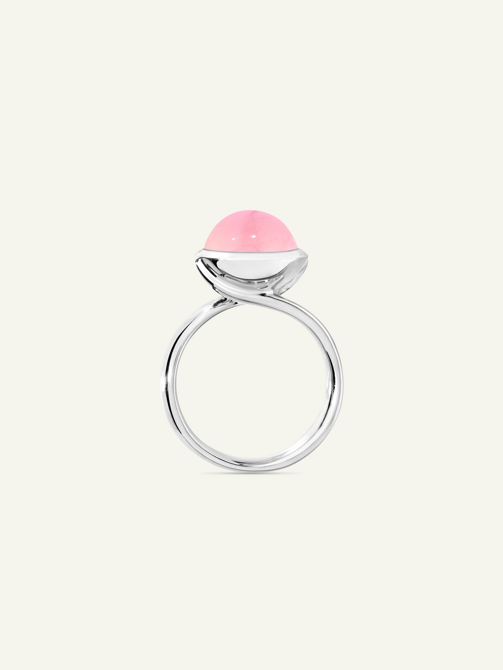 Ring BOUTON large Chalcedony pink pink Chalcedony