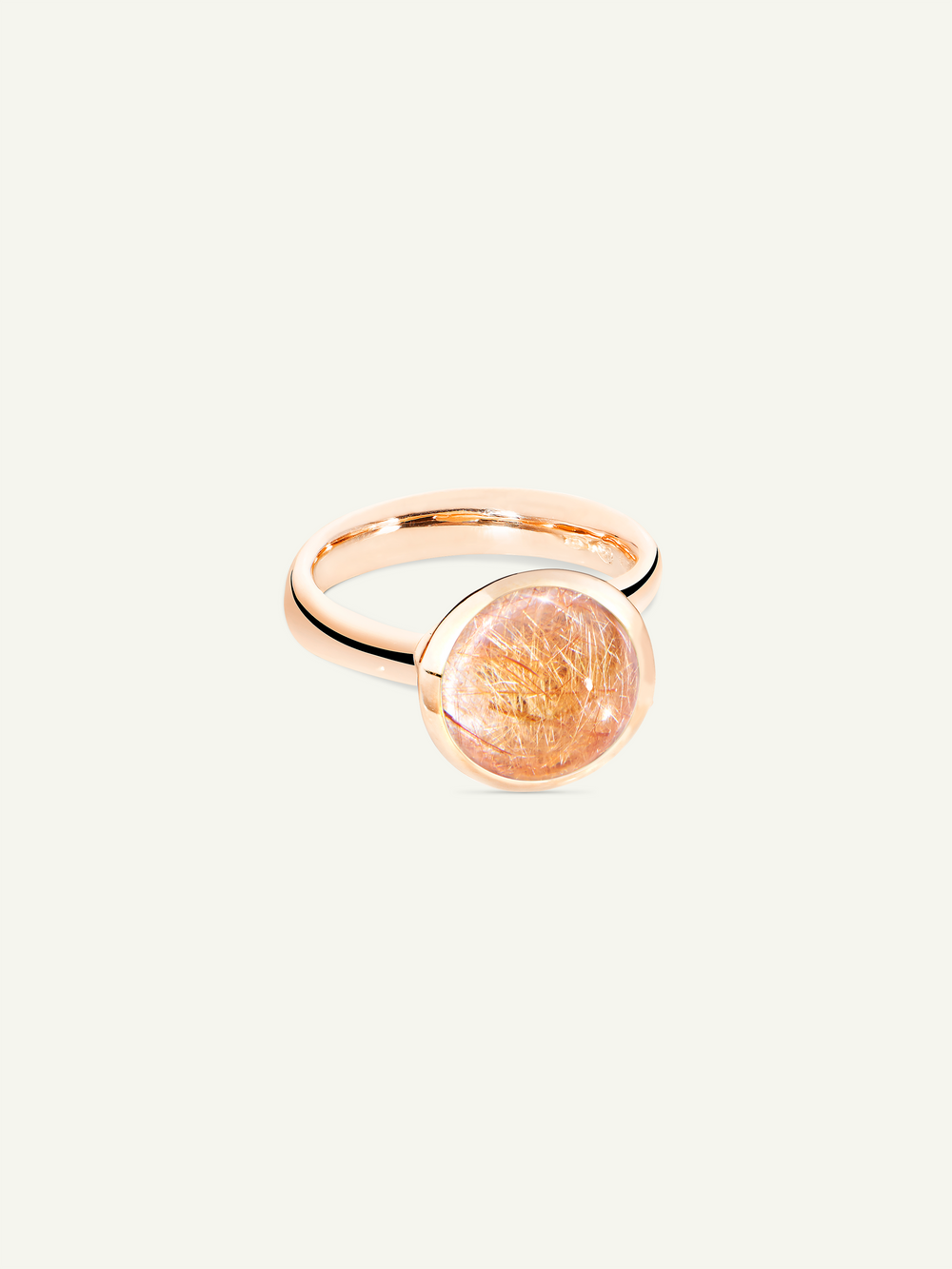 Ring BOUTON large rutilated Quartz red Rutilquarz
