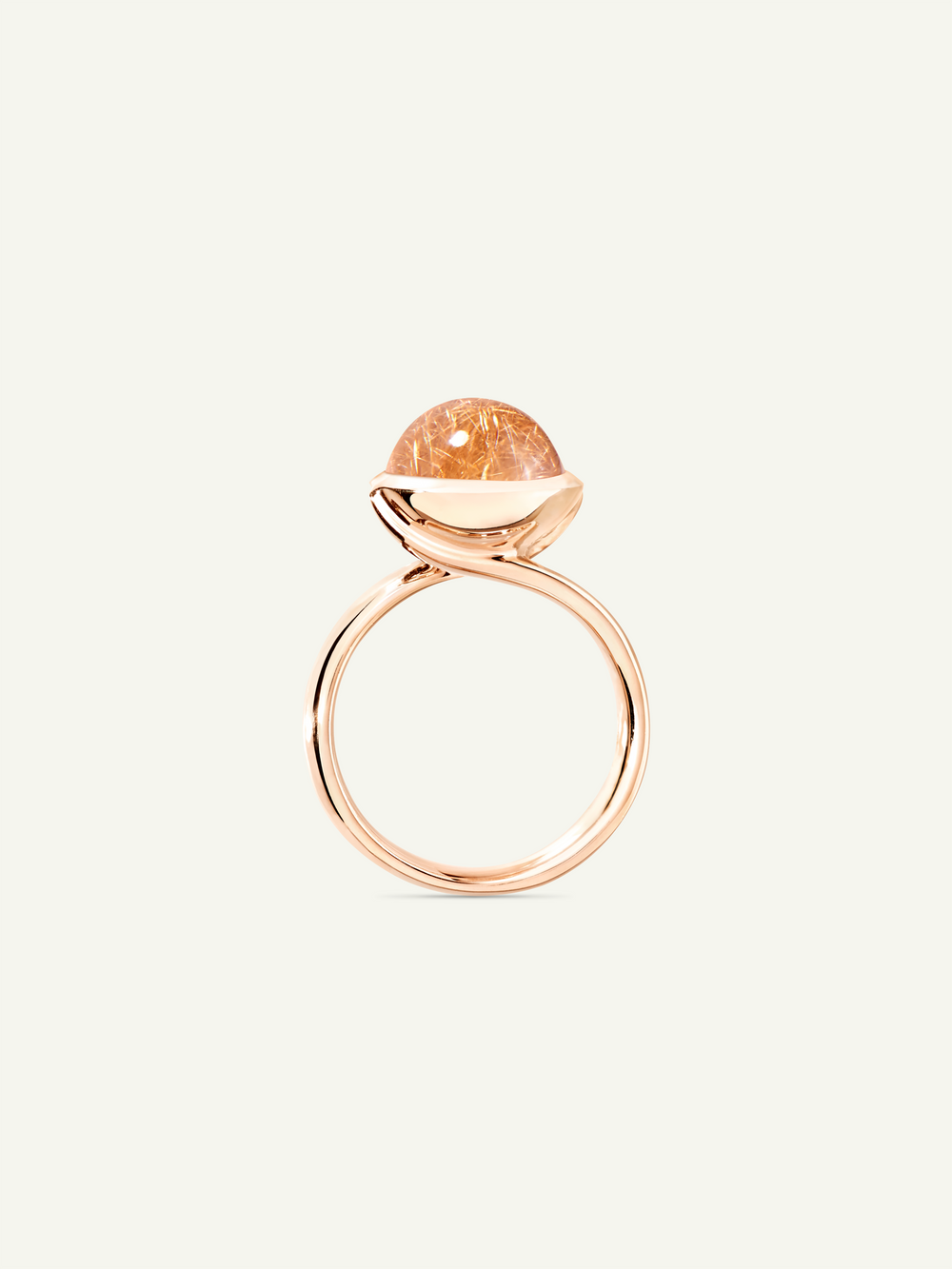 Ring BOUTON large rutilated Quartz red Rutilquarz