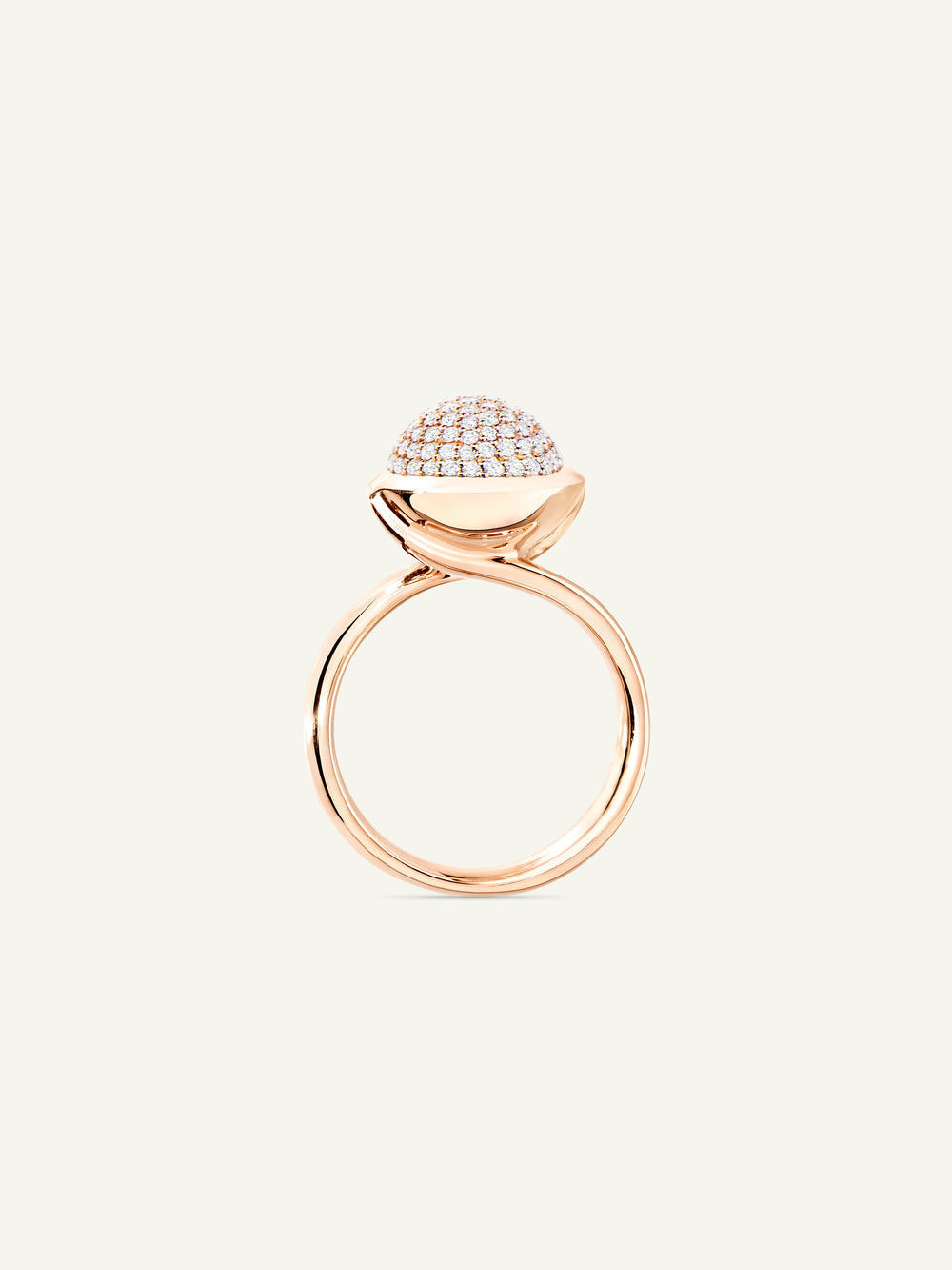 Ring BOUTON large Diamond Pavé 18K Roségold