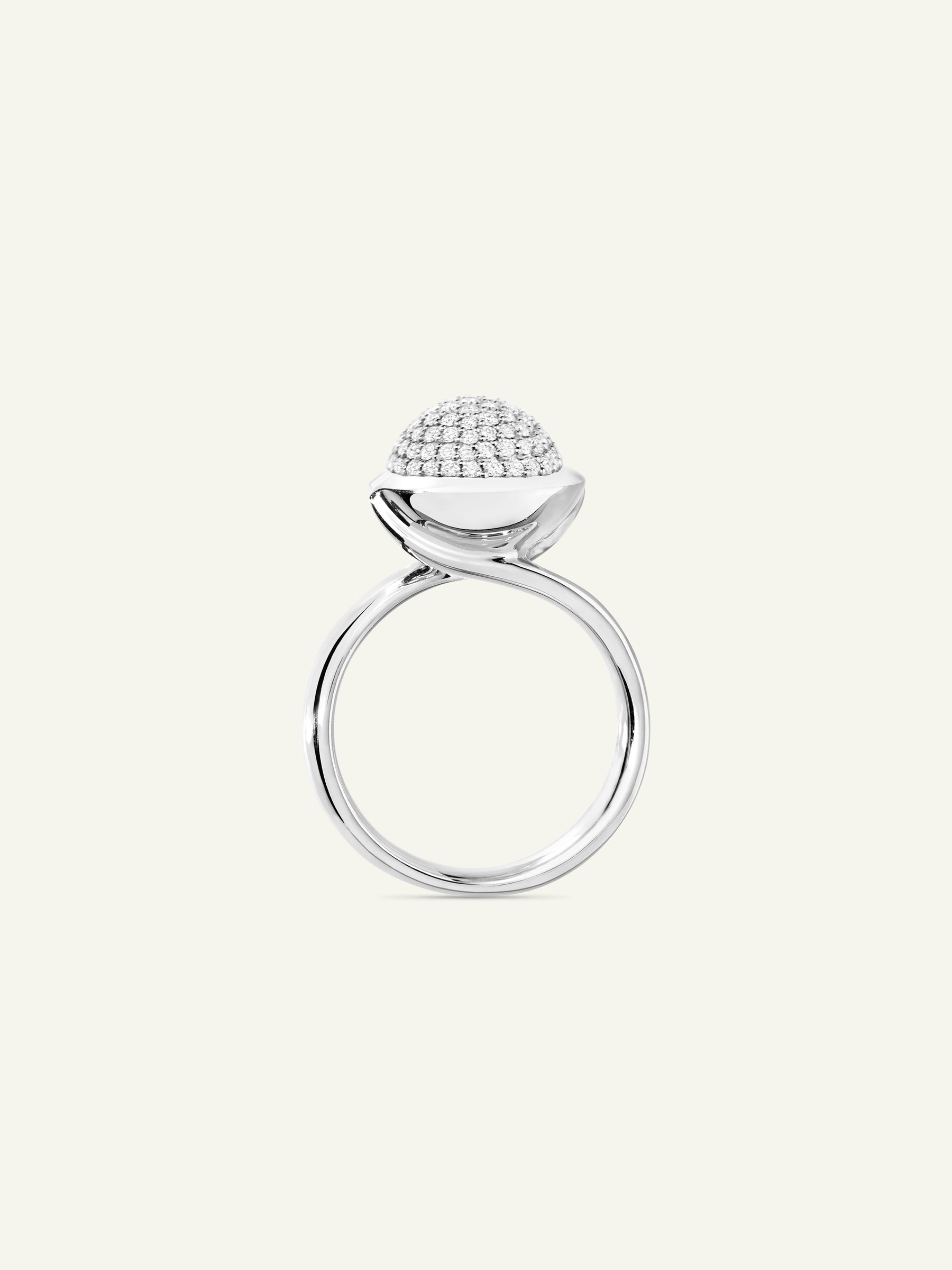 Ring BOUTON large Diamond Pavé 18K white gold
