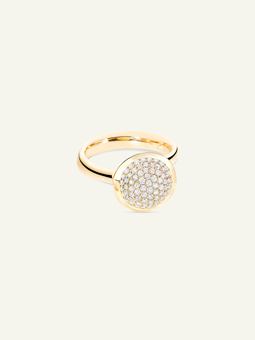 Ring BOUTON large Diamond Pavé 18K yellow gold