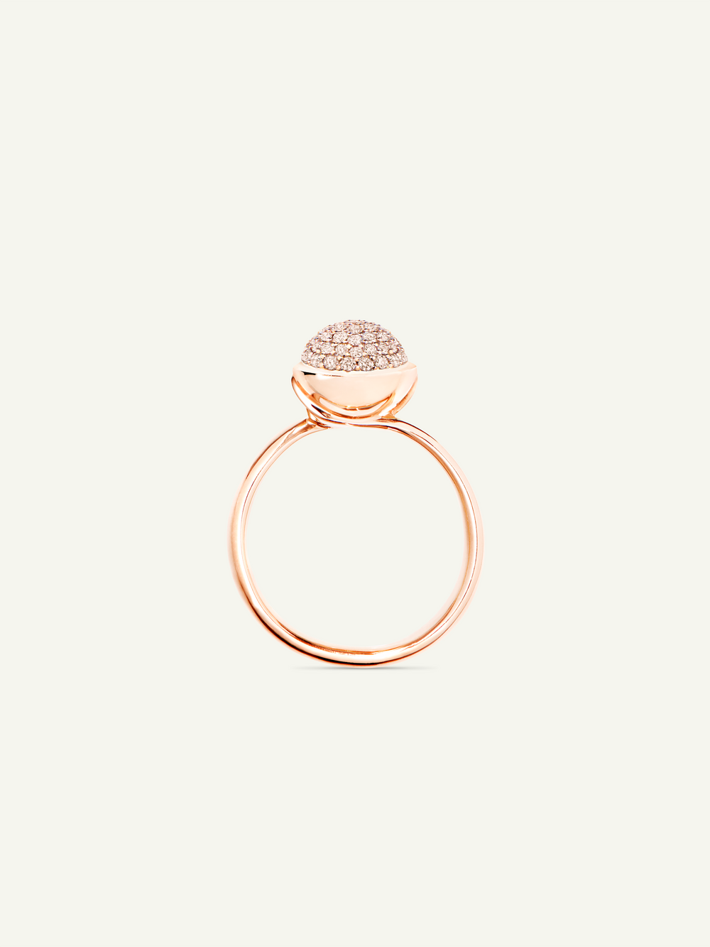 Ring BOUTON small Champagne Diamond Pavé with Diamond Pavé