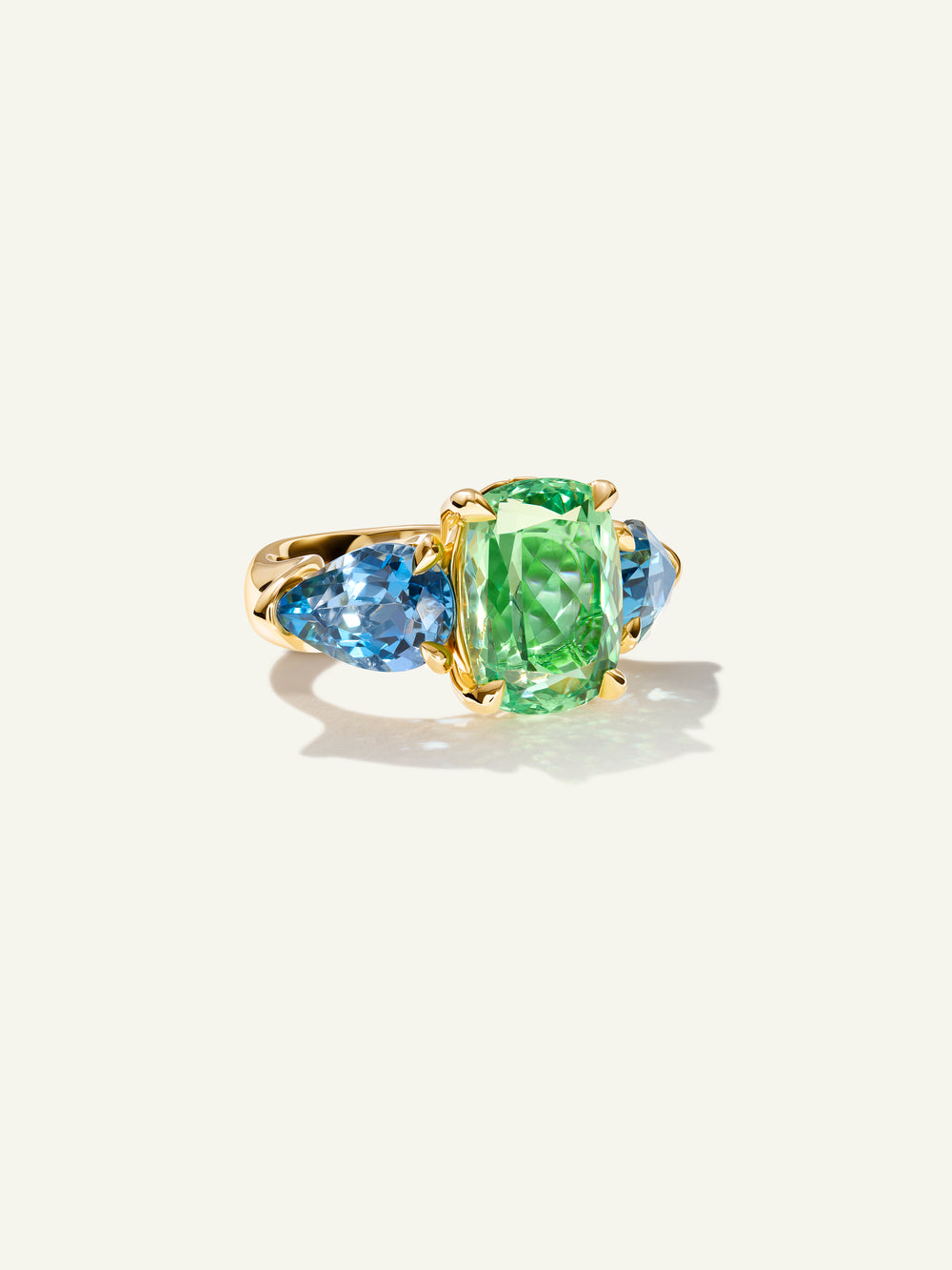GLAMOUR Ring mit Grossular Granat und Aquamarinen