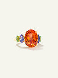 GLAMOUR Ring mit Mandarin Granat, Tansaniten und Tsavoriten