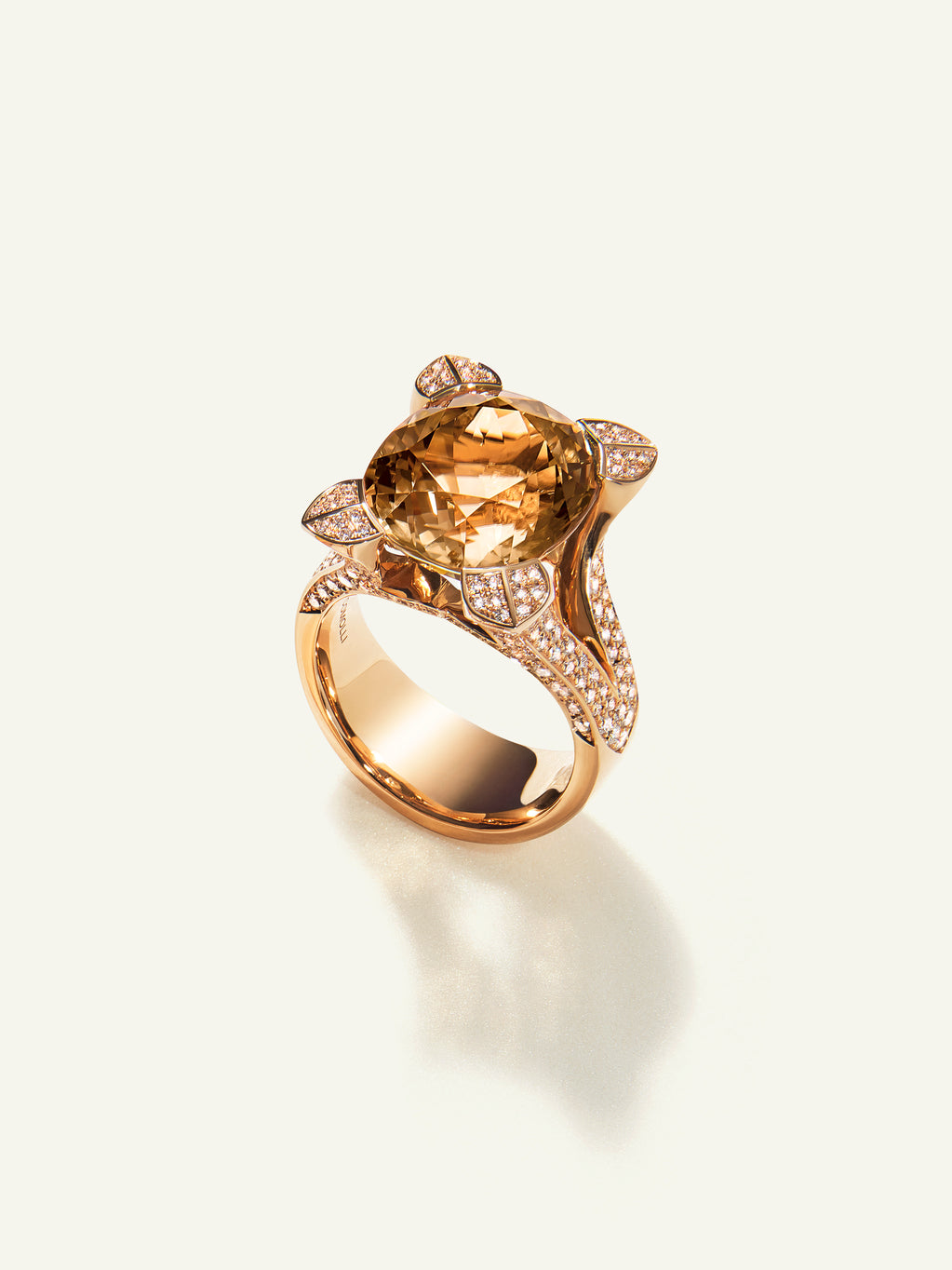 LILY Solitaire Ring with Champagne Tourmaline