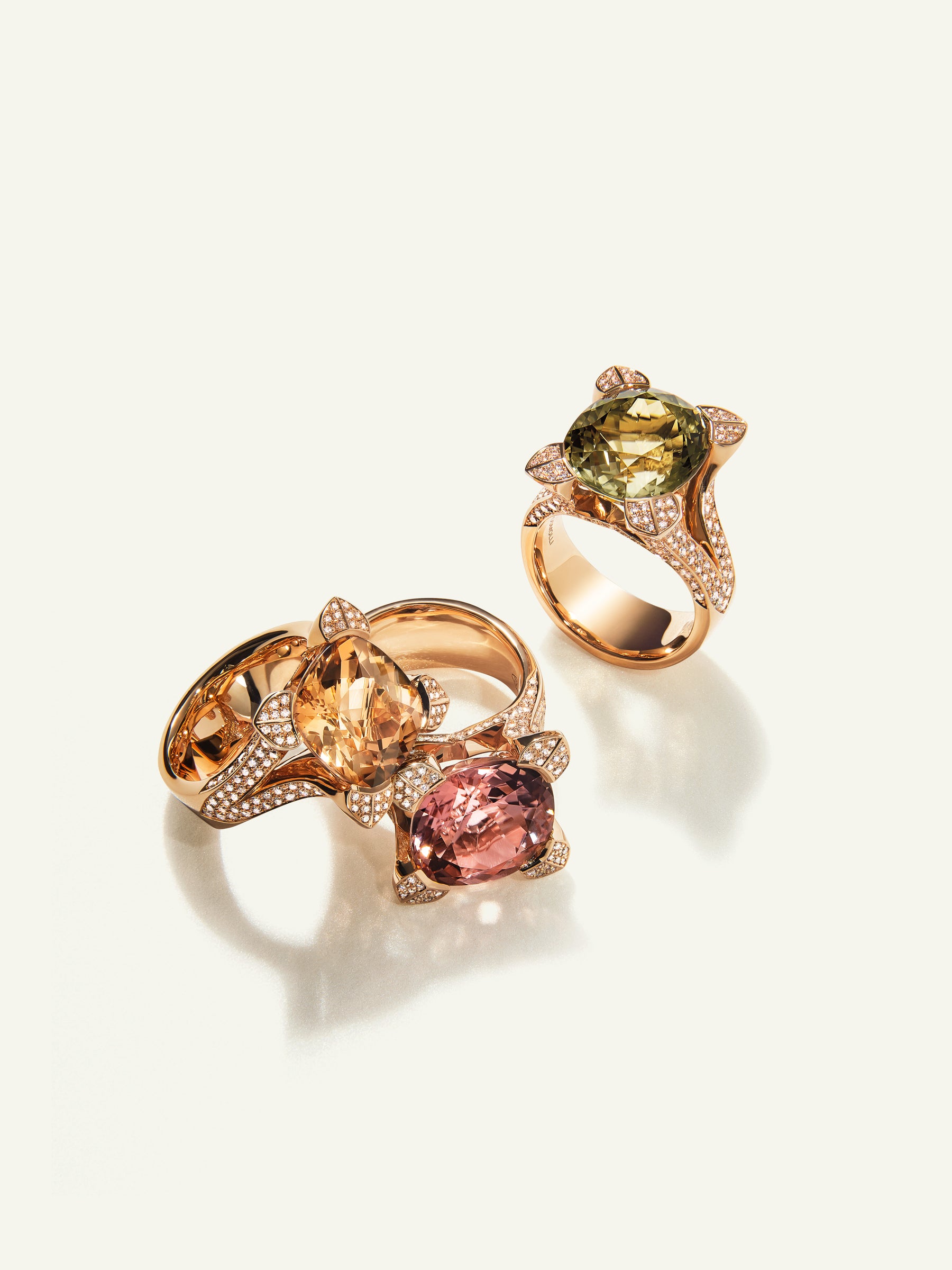LILY Solitaire Ring with Champagne Tourmaline