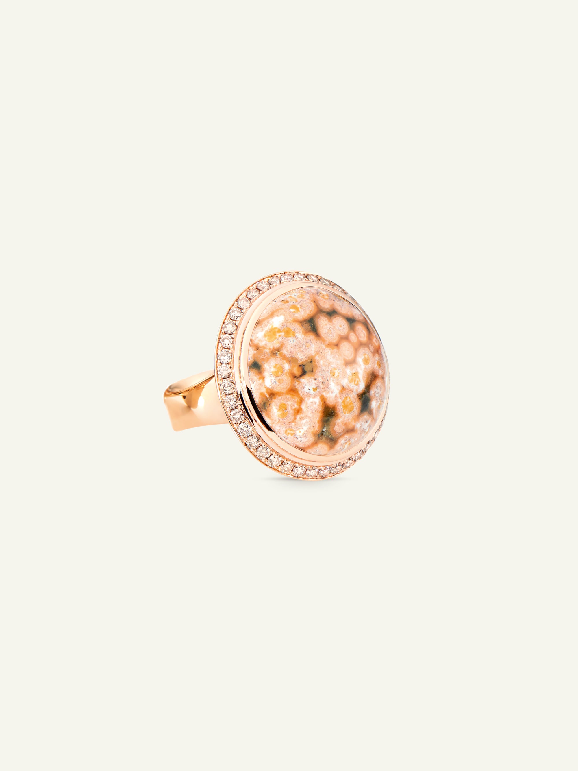 OCEAN JASPER Small Ring mit Champagne Diamant Pavé